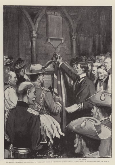 Mr Brodrick svela il memoriale ai volontari imperiali caduti della città (dei Queen